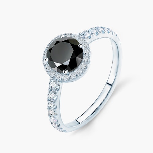 Pierścionek zaręczynowy This is Love: białe złoto, czarny diament